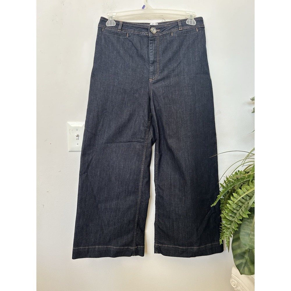 Anthropologie Maeve Colette Crop Wide Leg Jeans Dark Wash Sz 31 Boho Minimalist
